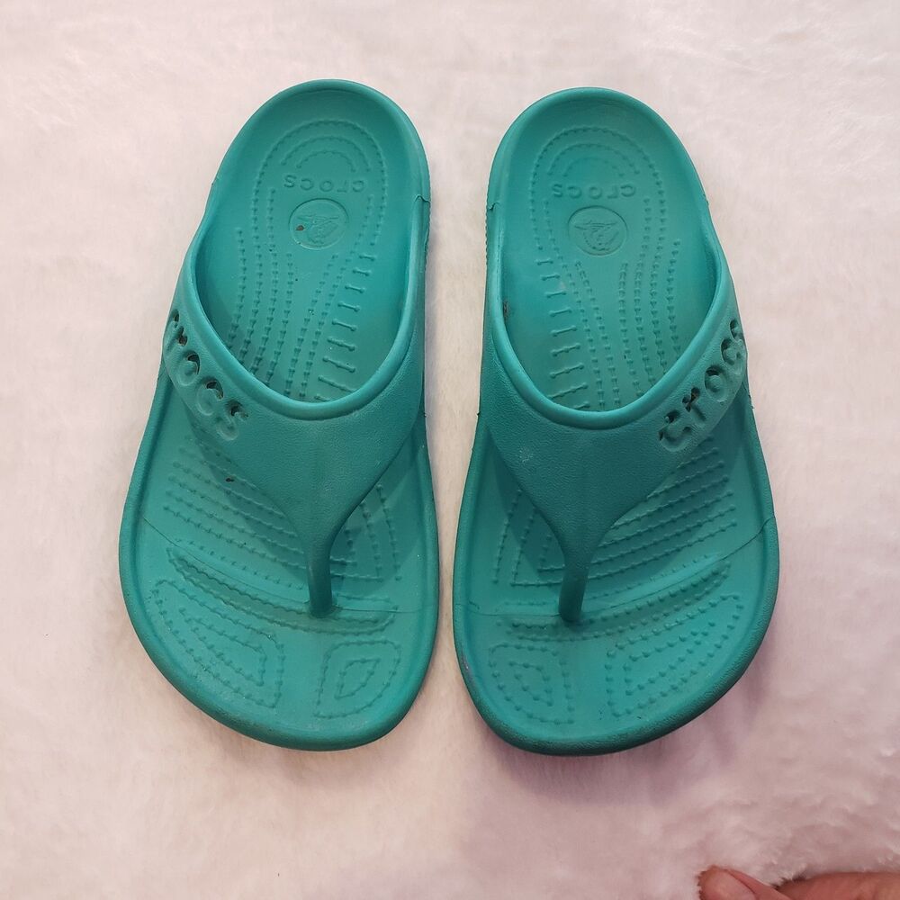 Crocs Women’s Baya Flip Flop Tropical Teal Green Sandal Relaxed Fit Sz 6 Women's